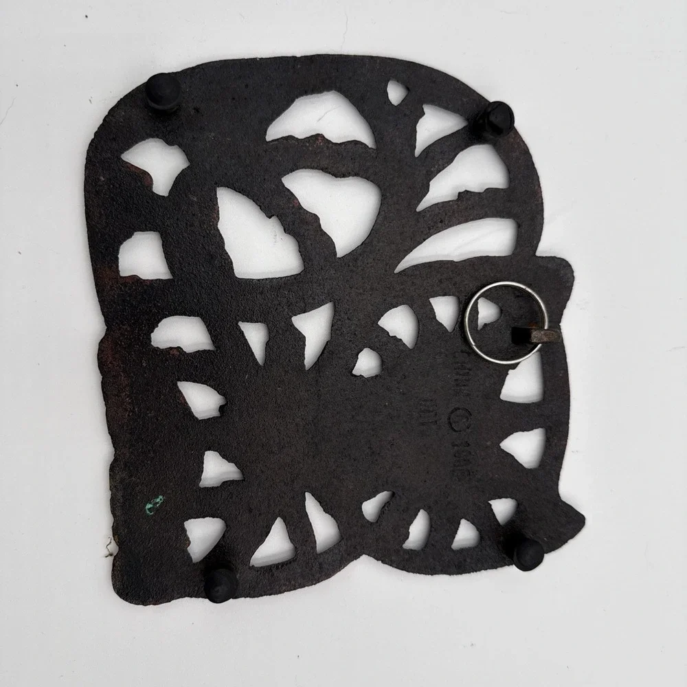 Vintage copper cast iron trivet Kitty Cat Decoration Pot Holder Kitchen